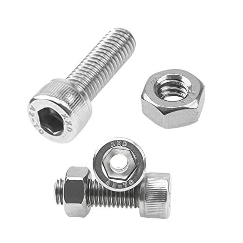 4Pcs 304 Stainless Steel Cylindrical Hollow Hexagon Socket Screw Lamp Threading Through Hole Bolt with Nut (M6x20) - size: M6x20