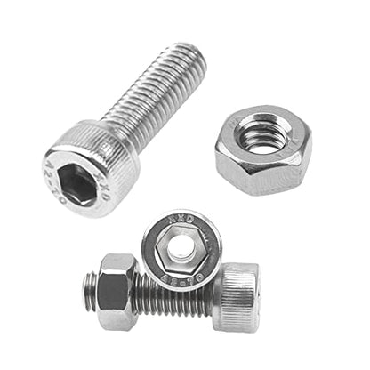 4Pcs 304 Stainless Steel Cylindrical Hollow Hexagon Socket Screw Lamp Threading Through Hole Bolt with Nut (M6x20) - size: M6x20