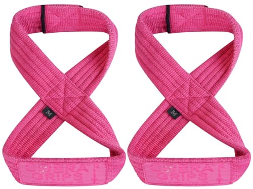 Deadlift Straps Figure 8 Loop Lifting Straps The #1 Choice for Power Lifters weightlifters workout Enthusiasts - color: Pink, size: 80 cm 8.0"+ And Up Wrist Circumference