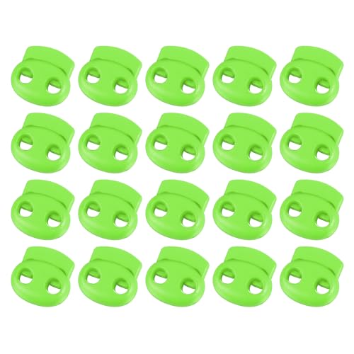 uxcell Plastic Spring Cord Locks, 20Pcs Shoe Lace Tie Lock, Double-Hole Slider Toggles Clip End Stopper Fastener for Drawstrings Paracord (Green) - color: Green