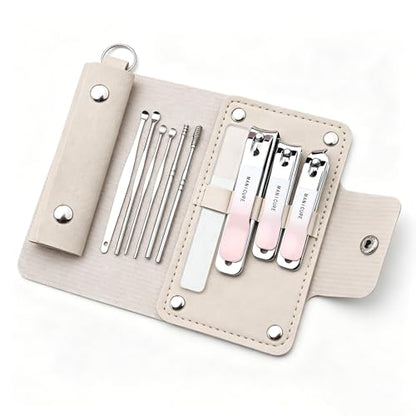 10PCS Professional Nail Care Set – Stainless Steel Nail Clippers, Nail File, Cuticle Pusher – Complete Grooming Tool Kit for Home and Travel