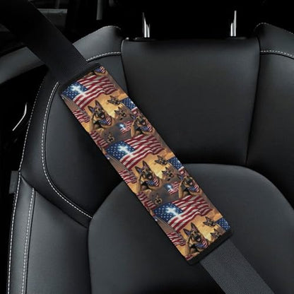 1 Pair Soft Padded Seat Belt Cover for Child, Most Cars, American Flag Patriotic German Shepherd Shoulder Harness Cover, Neck and Shoulder Support - color: Pattern 641