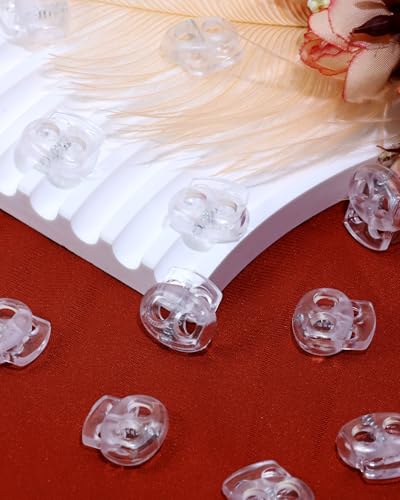 Tupalizy 17x16mm Clear Cord Locks Double Hole Spring Stopper Slider Clip Pant Drawstring Shoelace Tighten Repair Fastener