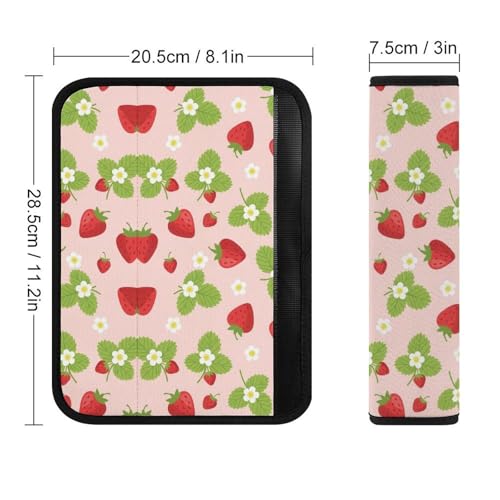 Universal Soft and Comfortable Car Seat Straps Shoulder Pads for Adult Use, Stroller Pushchair High Chair, 2PCS Strawberry Red Pink Fruit Floral Harness Pads Strap - color: Pattern 116