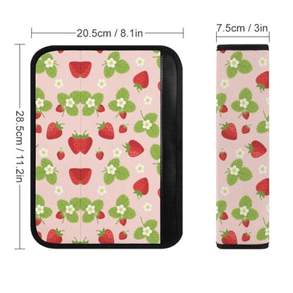 Universal Soft and Comfortable Car Seat Straps Shoulder Pads for Adult Use, Stroller Pushchair High Chair, 2PCS Strawberry Red Pink Fruit Floral Harness Pads Strap - color: Pattern 116