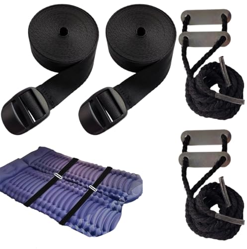 2PCS Universal Camping Mattress Coupling Sleeping Pad Repair Kit for Outdoor Adventures, 10.5ft Long Bed Connector Strap with Adjustable Buckle