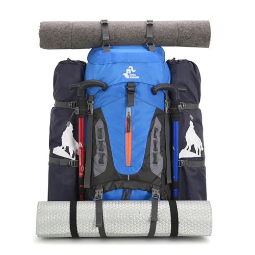 Bseash 60L Hiking Camping Backpack with Rain Cover, Waterproof Large Capacity Outdoor Sport Travel Daypack Climbing Touring (Navy Blue) - color: Navy Blue