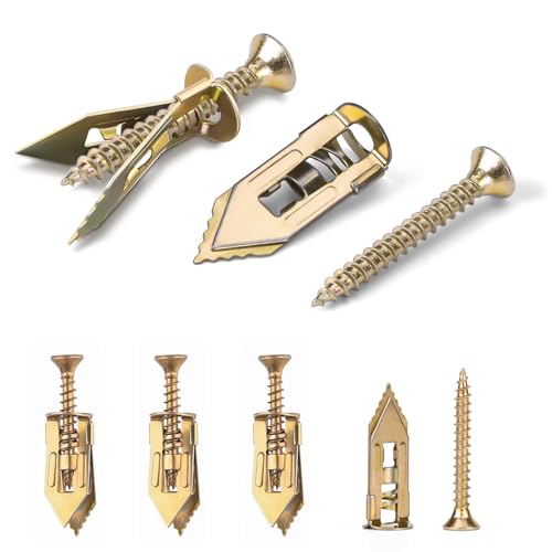 180 Pcs Self-Drilling Drywall Anchors with Screws Kit, Zinc Plated Steel, Easy Application No Drill or Holes in Wall, 90 Anchors and 90 Screws - size: 1size-90pcs