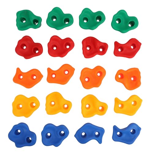 Zopsc Rock Climbing Wall Grips, 20 Pcs Kid Friendly Multi Colored Holds Set with Complete Installation Kit, PE Material Climbing Holds for Home Gym Playground