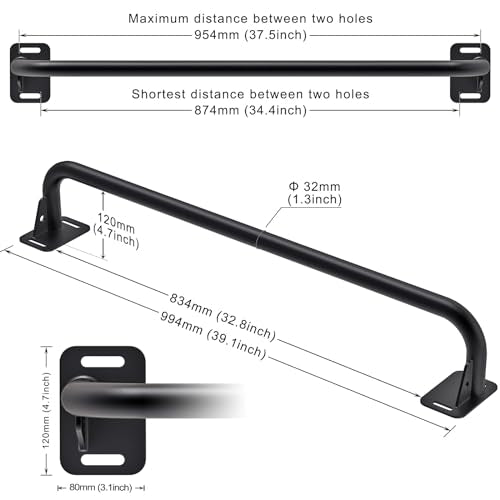 SELEWARE Heavy Duty Welded Pull Up Bar Wall/Joist/Ceiling Mount Chin Up Bar | Multifunctional Pull-up Bars w/Resistance Band Hooks for Home Gym Strength Training, Sturdy Steel Construction Support 500 lb - color: A1: Black 36" Wall Mount Pull Up Bar