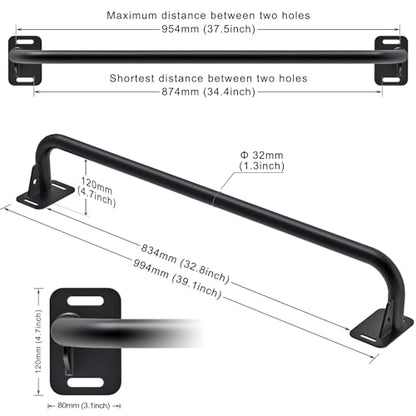 SELEWARE Heavy Duty Welded Pull Up Bar Wall/Joist/Ceiling Mount Chin Up Bar | Multifunctional Pull-up Bars w/Resistance Band Hooks for Home Gym Strength Training, Sturdy Steel Construction Support 500 lb - color: A1: Black 36" Wall Mount Pull Up Bar