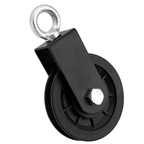 4 Pack Cable Pulley Wheel 3.5 in/90 mm, 360 Degree Rotation Aluminum Silent Pulley for Gym Exercise, Home Project and Lifting, Black