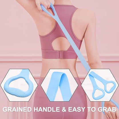 LEZER Figure 8 Resistance Band, Fitness Elastic Rope, Execrise Workout for Arm, Back, Chest and Shoulder, Yoga, Pilates, Stretching, Physical Therapy Equipment - style: Blue；20 lbs