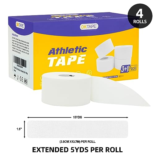 OK TAPE 4 Rolls Black Athletic Tape and 4 Rolls Beige Pre Wrap Tape