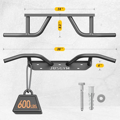 Wall Mounted Pull Up Bar with 600LBS Weight Capacity | Joist Mounted, Beam Mounted, Multifunctional Fitness Bar, Heavy Duty Chin Up Bar, Easy to Install