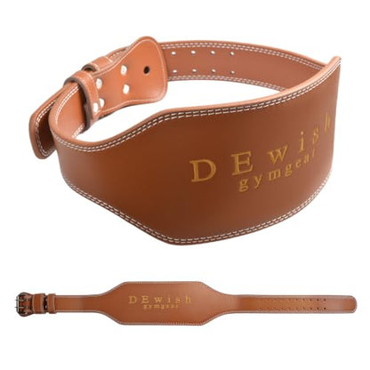 Leather Weightlifting Belt, 10 Adjustable Holes, 4”Width, Double Prong Power Belt for Gym Bodybuilding, weightlifting, powerlifting, squats and deadlifts - color: 6-Inch Brown, size: 28"-32"