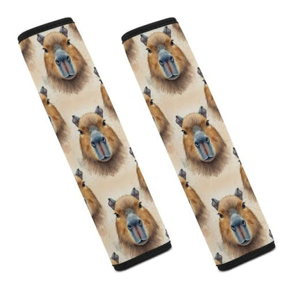 2PCS Breathable Car Seat Belt Pad for Elderly Support, Stroller Pushchair High Chair, Watercolor Capybara Seat Belt Cushion, Anti-Slip Pad - color: Pattern 238