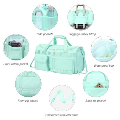 MAXTOP Gym Bag for Women Men Travel Duffle Bag Large Capacity Carry On Weekender Overnight Bag With Shoe Compartment Gym Tote Dry Wet Separation Duffel Bag for Travel - color: Light Green, style: Gym Bag