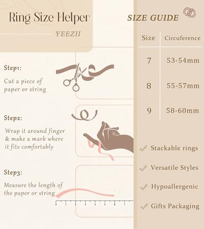 YEEZII Chunky Gold Rings for Women Non Tarnish, 18K Gold Plated Stackable Thumb Ring, Statement Women Rings Set - color: Gold-B