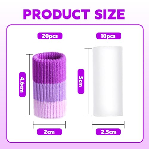 20 PCS Crochet Finger Guard and 10 PCS Gel Finger Sleeve Protectors | Breathable and Non-slip Elastic Finger Covers Compression for for knitting crocheting writing, fit various finger sizes