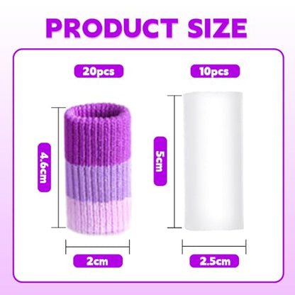 20 PCS Crochet Finger Guard and 10 PCS Gel Finger Sleeve Protectors | Breathable and Non-slip Elastic Finger Covers Compression for for knitting crocheting writing, fit various finger sizes