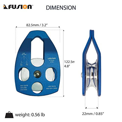 Fusion Climb Strux Aluminum Rescue Side Swing Pulley Blue 34KN… - color: blue
