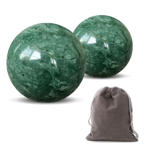 Traditional Chinese Baoding Balls, Marble Health Exercise Stress Relief Balls, Dark Green, 2-Piece Set (Dark Green, Medium-1.57") - color: Dark Green, size: Medium-1.57"