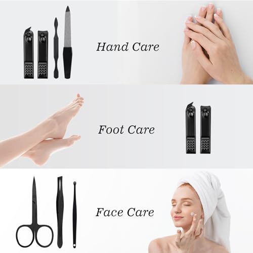 Manicure Pedicure Set Personal Care Nail Clipper Kit 7 PCS Manicure and Pedicure Kit Nail Care Kit for Men Suitable for Travel(Black) Present for Men Husband Boyfriend Parent - color: black