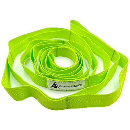 Stretching Strap Yoga Strap with Loops for Physical Therapy, Non-Elastic | 10 Loops, 75 inches length, Multi-Color Selection for Yoga Strap for Stretching, Pilates, Dance and Gymnastics - color: Green