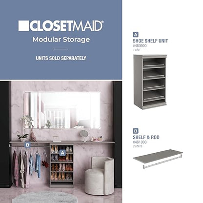 ClosetMaid Modular Storage Shelf Unit with Angled Shoe Shelves, Taupe - color: Taupe