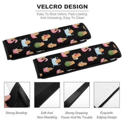 2 Pack Cute Love Funny Capybara Seat Belt Shoulder Pad Universal Fit Harness Pads Strap for Kids, Car Seats Pushchair Strollers High Chair Pushchair, Shock Absorption - color: Pattern 978