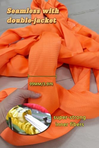 Polyester Eye & Eye Round Sling, 26,000 lbs Capacity, 13 FT Heavy Duty Rigging Lift Sling with Reinforced Eyes for Crane, Hoist, Recovery, Construction, Material Handling