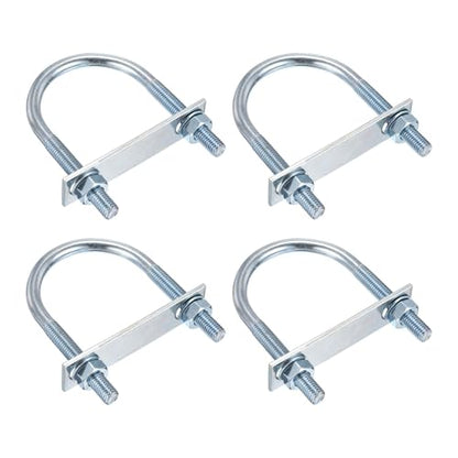 DTGN M10x65x110mm U Bolts Round Kit - 4Set - Carbon Steel U-Bolt Kit with Nuts, Washers, Frame Plate - Good for Pipe, Trailer, Automotive, Leaf Spring Fastener - size: M10x65x110mm