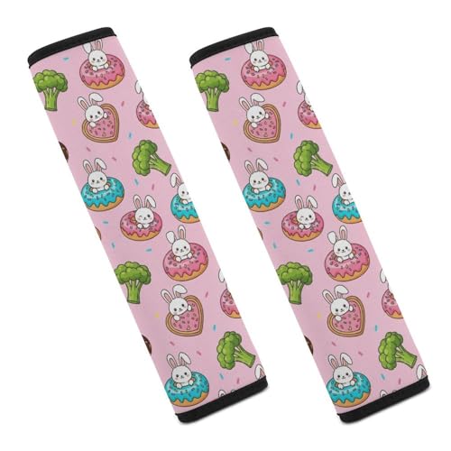 2 Pack Cute Bunny Donut Car Seat Belt Pad Soft Padded Seat Belt Cushion for Child, Stroller Pushchair High Chair, Shock Absorption - color: Pattern 823
