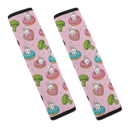 2 Pack Cute Bunny Donut Car Seat Belt Pad Soft Padded Seat Belt Cushion for Child, Stroller Pushchair High Chair, Shock Absorption - color: Pattern 823