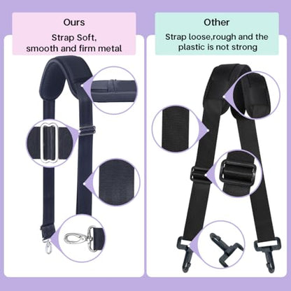 60 Inch Shoulder Strap for Bag with Removable Ultra-Thick Pad | 60" Shoulder Strap with Removable Thick Pad,Adjustable Buckles and Metal Hooks, for Briefcase/Laptop/Messenger/Luggage Bag - color: Black