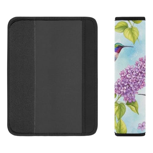 Soft Padded Car Seat Belt Pad for Elderly Support, Stroller Pushchair High Chair, 2 Pack Hummingbird Flower Floral Shoulder Harness Cover Anti-Slip Pad - color: Pattern 851