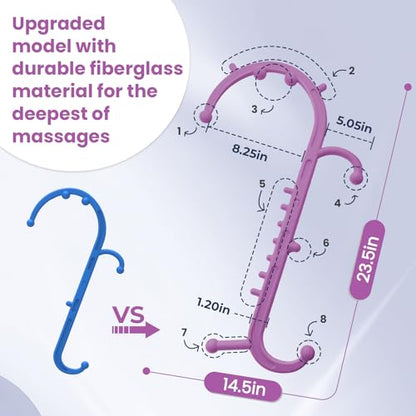 Ranarose Deep Tissue Back & Neck Massager - Back Massager Stick for Pain Relief, Muscle Knot Remover, Trigger Point Massage Tool for Full Body, Shoulders, Legs - Pressure Point Massage Tool - color: Pink Lavender