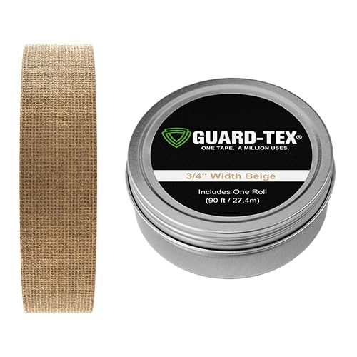 Guard-Tex® Beige Athletic Finger Tape - Self-Adhesive Natural Cotton Air-Mesh™ No Residue - 3/4 Inch - 1 Roll, 90 Ft + Tin - USA Made - color: Sandstone Beige, size: 1 roll, 3/4"