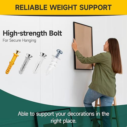 Mywish 510Pcs Wall Hanging Kit with Anchors and Screws, Dry Wall Anchors and Screws Kit for Picture Hanging, Plastic Drywall Screws and Anchors for Sheetrock Concrete Brick, 6 Sizes