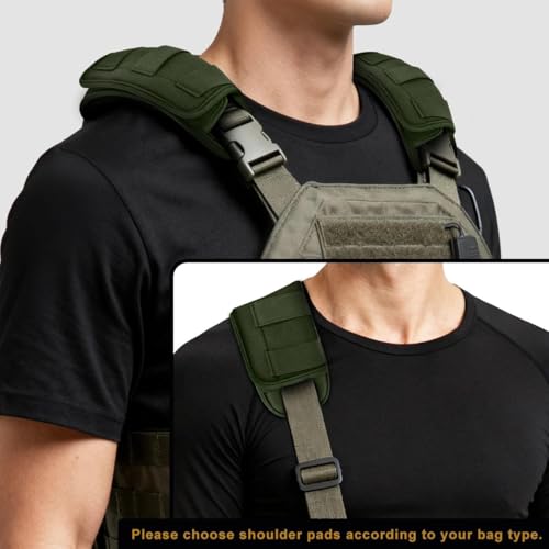 ZINMARK Tactical Shoulder Pad with Ultra-Thick Cushion for Vest Shoulder Straps and Backpacks, Comfort and Breathable,Army Green - color: Army Green