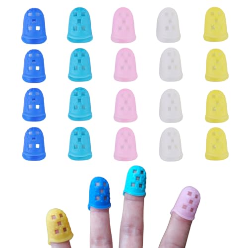 20pcs Kids Silicone Finger Protectors, Suitable for Children Under 10 Years Old Five Colors Guitar Fingertip Protector Finger Covers Chord Presser for Ukulele Guitar Bass