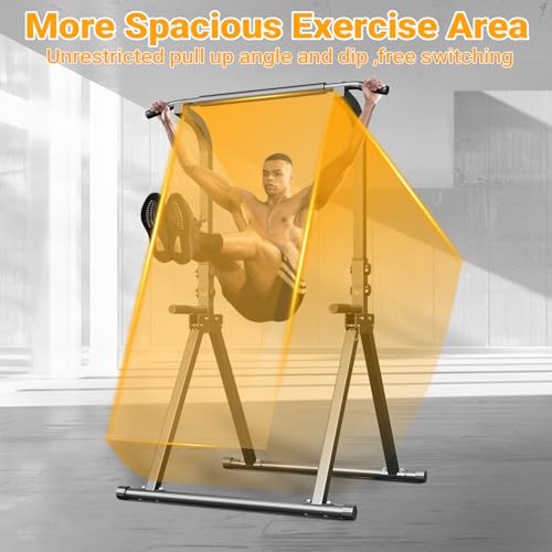 YYJO Foldable Pull Up Bar Free Standing Multi-function Power Tower Dip Bar with Assistance Bands Home Gym Strength Training Equipment - color: Black 01