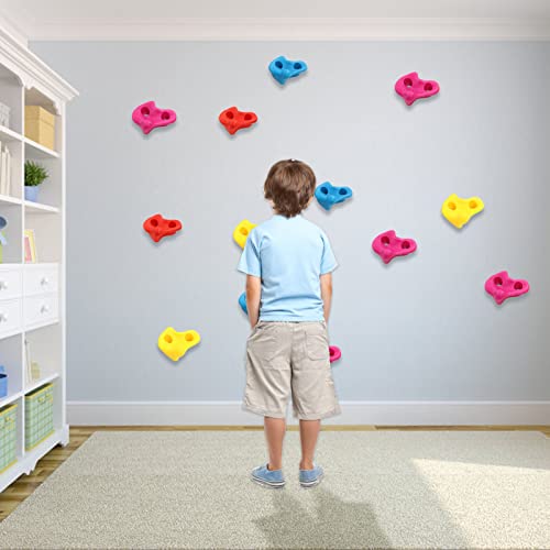 Climbing Brackets, 12 Pieces Climbing Wall Brackets, Robust Strong Rock Wall Climbing Set with Straps for Climbing Wall Trees Indoors and Outdoors