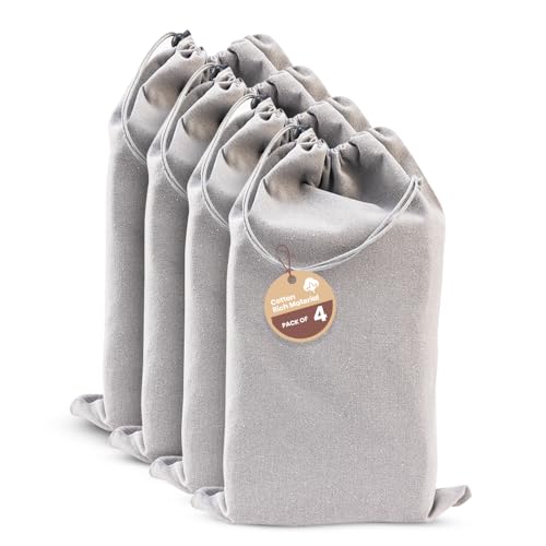 LFH Cotton Rich Shoe Storage Bags with Drawstring, Dustproof Breathable Reusable Organizer, Perfect For Travel, Dorm, Hotel, College, Gym, Easy to Carry, Machine Washable 8"x17" (Pack of 4) - Grey - color: Grey, size: 8"x17" (Pack of 4)
