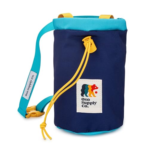 Classic Chalk Bag for Rock Climbing, Bouldering Chalk Bag Bucket with Quick-Clip Belt, Zippered Pockets and Pouch - Perfect Indoor/Outdoor Rock Climbing Gear Equipment - color: Powder Blue & Yellow