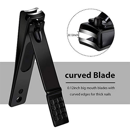 Aogeili Nail Clippers Set, Sharp Stainless Steel Fingernail & Toenail Clippers, Black Nail Cutter, 2Pcs Large and Large Size - size: Large/Large