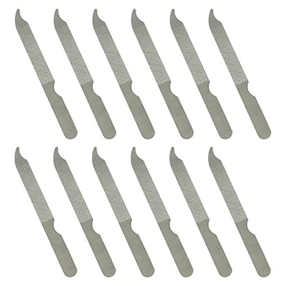 Fingernail Files (12 Pack), Metal Nail Files for Natural Nails, 4’’ Stainless Steel Thin Durable Nail File Bulk Filer with Curved Sharp Pointed Tip Double Sided Manicure Pedicure Toenails Tools