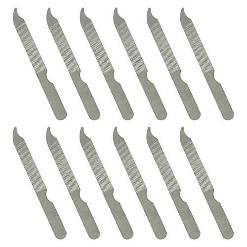 Fingernail Files (12 Pack), Metal Nail Files for Natural Nails, 4’’ Stainless Steel Thin Durable Nail File Bulk Filer with Curved Sharp Pointed Tip Double Sided Manicure Pedicure Toenails Tools