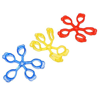 LIOOBO 3PCS Finger Strength Trainer Set Adjustable Resistance Finger Exerciser Hand Rehabilitation Tool for Guitar Players Rock Climbing and Strength Training (Yellow Red Blue)